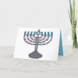 Hanukkah glam menorah hanukkiah helgkort