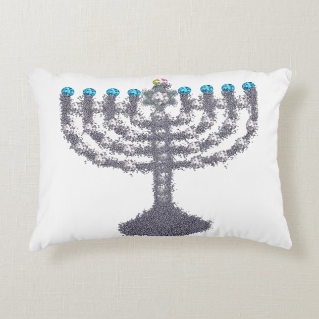 Hanukkah glam menorah hanukkiah prydnadskudde (Framsidan)