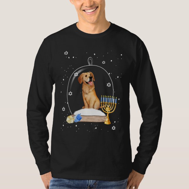 Hanukkah Golden Retriever Dog Snow Globe Pajama T Shirt (Framsida)
