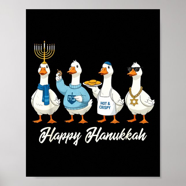 Hanukkah Goose Happy Hanukkah Menorah Dreidel Jewi Poster (Framsidan)