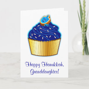 Hanukkah Granddotter: Cupcoa och Dreidel Cookie Helgkort