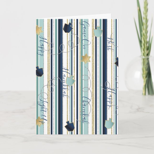 Hanukkah Greeting Card Dreidels i Rand Helgkort (Framsida)