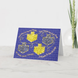 Hanukkah Greeting Card "Guld Dreidels" Personalize Helgkort