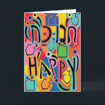 Hanukkah Greeting Card Hanukkah Lycklig Art Helgkort<br><div class="desc">"Hanukkah "Hanukkah Lycklig Art" hälsningskort med kuvert. Anpassa genom att ta bort text på insidan av hälsningskortet och ersätta med ditt eget meddelande. Välj ditt favoritteckensnitt stil, färg och storlekt. Alla inslag kan redigeras (rotera, flyttat, radera, ändra storlek osv.) Tack för att du stannade och shoppade förbi. Mycket uppskattat!!!! Lycklig...</div>