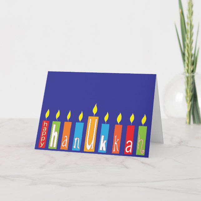 Hanukkah Greeting Card/Kuvert "Hanukkah Candles" Helgkort (Framsida)