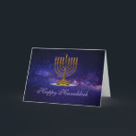 Hanukkah Greeting-kort med vackra Menorah Helgkort<br><div class="desc">Hanukkah Greeting Card med vackra menorah med lysande ljus som tänder mörken himlar.</div>