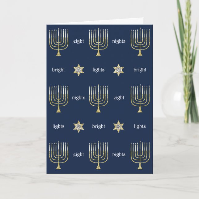 "Hanukkah Guld/B Menorah" hälsningskort med kuvert Helgkort (Framsida)