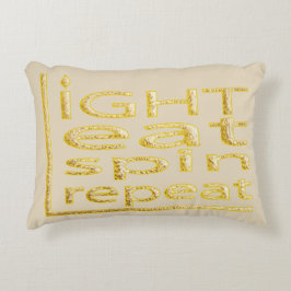 Hanukkah Guld/Cream Pillow"Light Eat Spin Repeat" Prydnadskudde