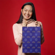 Hanukkah Guld Dreidel Star of David Menorah Blue