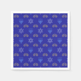 Hanukkah Guld Dreidel Star of David Menorah Pappersservett