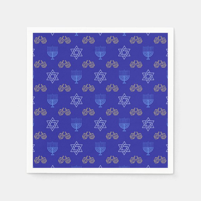 Hanukkah Guld Dreidel Star of David Menorah Pappersservett (Framsidan)