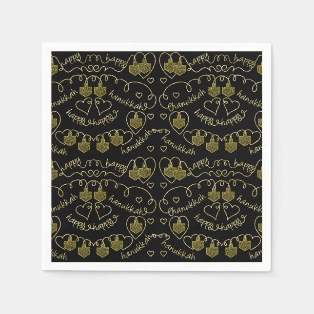 Hanukkah Guld Dreidels Pappersservett (Framsidan)