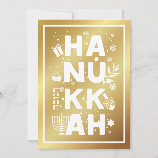 HANUKKAH Guld-hälsningskort (Framsida)