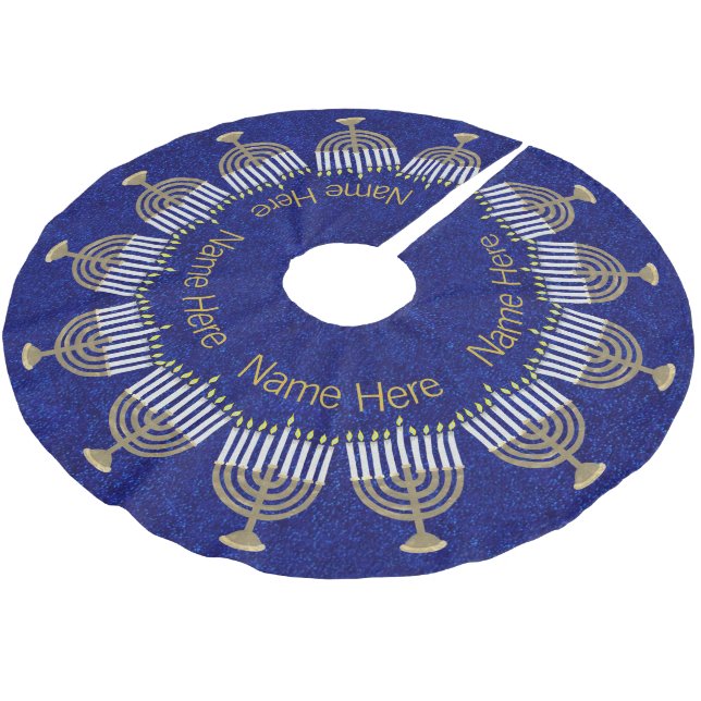 Hanukkah Guld Menorah Family Chrismukkah Julgransmatta Borstad Polyester (Vinklad)
