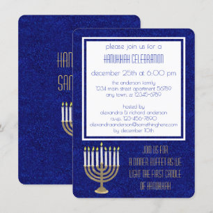 Hanukkah Guld Menorah Hanukkah Sameach Inbjudningar