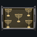 Hanukkah Guld Menorah ljus Festival dekoration Frukostbricka<br><div class="desc">Serving Tray Hanukkah ljus Festival dekoration for Art & Home, Kitchen & Dining, Cookware & Serveware, Serving Tray for Hanukah Festival and Jewish Helgdag, Anibröllopsdag, Bröllopsdag, Pub Mitzvah, Bat mitzvah, Rosh Hashanah Firande, Artwork design with ’Chanukiah or Hanukkiah’ Decorative mönster, Guld Menorah illustration, , Rustic, Bokeh Ljus, Pappra struktur, Craft...</div>