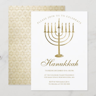 Hanukkah Guld Menorah Star av David Firande Inbjudningar