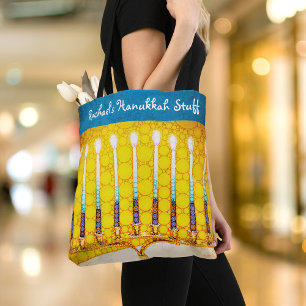 Hanukkah Gult Guld Menorah Modern Anpassat namn Tygkasse