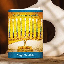 Hanukkah Gult Guld Menorah Season till Gnistra Helgkort