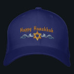 Hanukkah Hälsning<br><div class="desc">Hanukkah-konstruktionen har en David-stjärna i guld med blå snurrar. Texten ovan säger Lycklig Hanukkah, men är valfri och kan anpassas av dig eller tas bort.</div>
