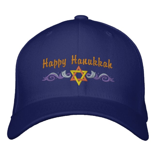 Hanukkah Hälsning Broderad Keps (Framsida)