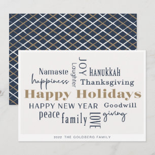 Hanukkah Hälsning Helgdag Blue Guld Julkort