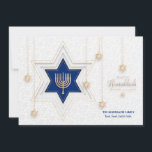 Hanukkah Hälsning Helgdag Card Julkort<br><div class="desc">En elegant Hanukkah-hälsningskort med en stjärna av David och Menorah. (Bild av pikissuperstar från Freepik.com). Kortet är enkelt att anpassa med din text, ditt teckensnitt och ditt teckensnitt färg. Inte exakt vad du är tittar för? Alla våra produkter kan vara designad anpassningsbar för att uppfylla dina behov utan kostnad för...</div>