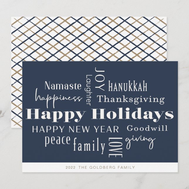 Hanukkah Hälsning Helgdag Guld Julkort (Fram/baksida)