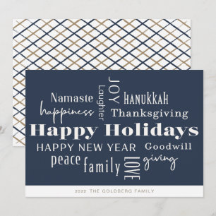Hanukkah Hälsning Helgdag Guld Julkort