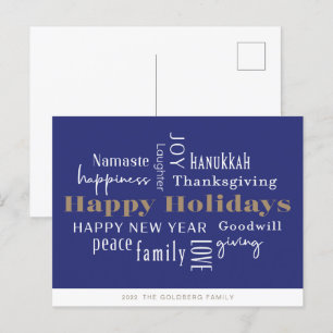 Hanukkah Hälsning Helgdag Royal Blue Postcard Helg Vykort