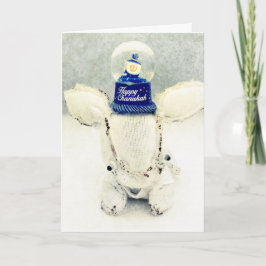 Hanukkah hälsningkort - kanin och snöjordklot helgkort