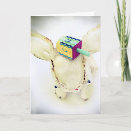 Hanukkah hälsningkort med Aldo och en dreidel Helgkort