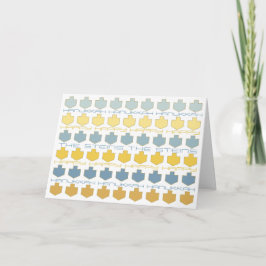 Hanukkah-hälsningskort "Blue/Guld Dreidels" Helgkort