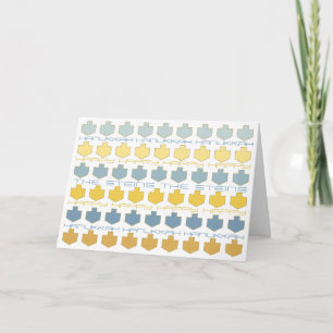 Hanukkah-hälsningskort "Blue/Guld Dreidels" Helgkort