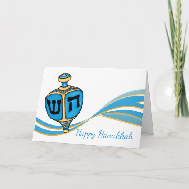 Hanukkah-hälsningskort med Dreidel Helgkort (Framsida)