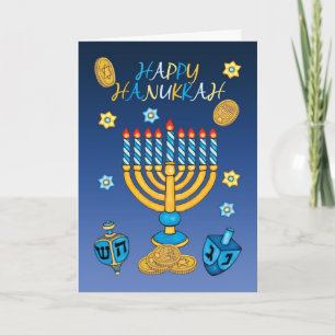 Hanukkah-hälsningskort med Menorah Helgkort