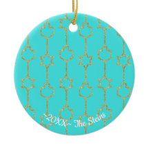 Hanukkah Hanging Guld Charms Circle Ornament