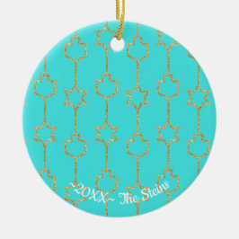 Hanukkah Hanging Guld Charms Circle Ornament