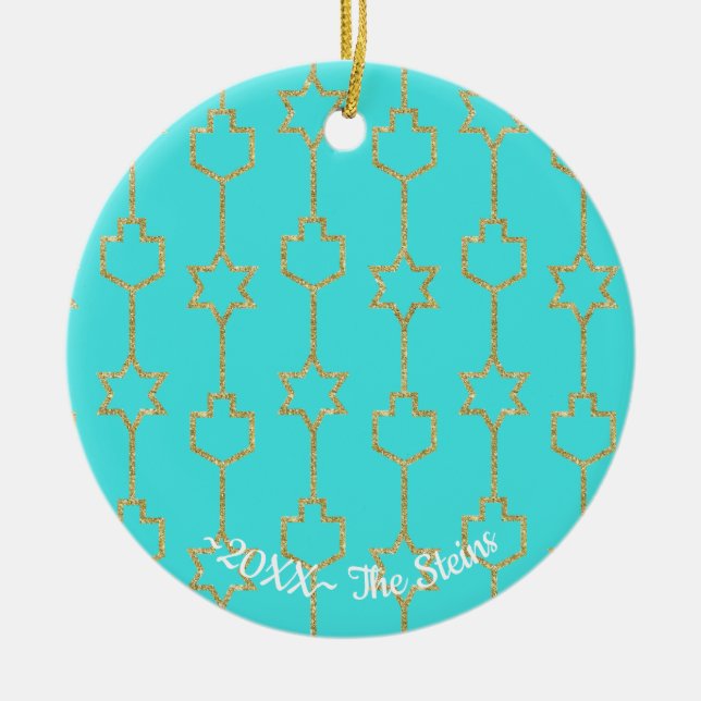 Hanukkah Hanging Guld Charms Circle Ornament (Framsidan)