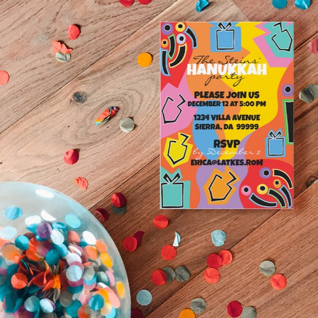 Hanukkah Hanukkah Lycklig Art Inbjudningar (Hope you enjoy my newest Hanukkah/Chanukah designs to get your party started!)