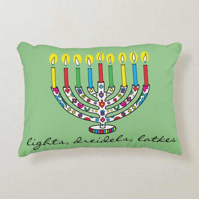 Hanukkah Hanukkiah Bright Ljus Prydnadskudde (Framsidan)