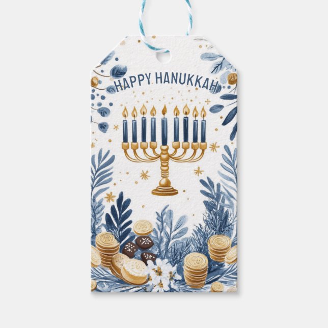 Hanukkah Harmony vattencolor Festival of Ljus Presentetikett (Framsidan)