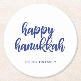 Hanukkah Helgdag Modern Blue and White Underlägg Papper Rund