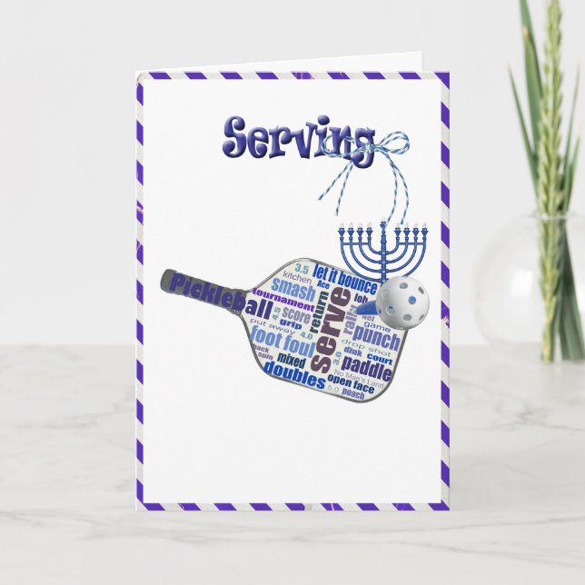 Hanukkah helgdag pickleball hälsning kort (Framsida)