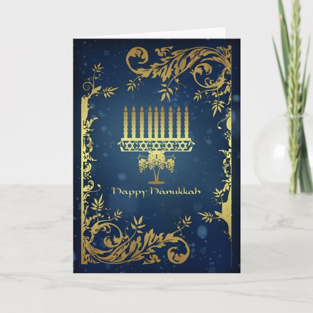 hanukkah helgdagkort med menora helgkort (Framsida)