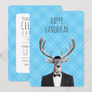 Hanukkah Hjort med Tux och Yarmulke Inbjudningar