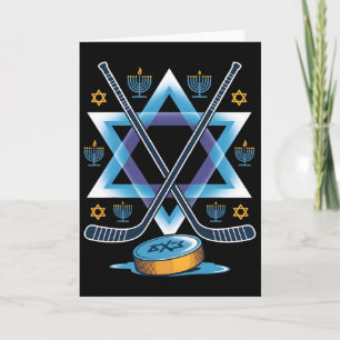 Hanukkah Hockey Menorah Stjärna Holiday Sports Fes Kort
