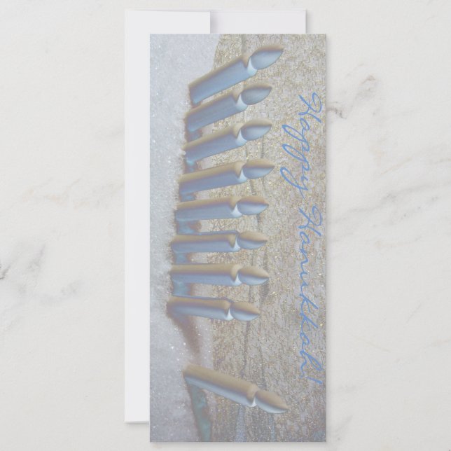 Hanukkah i Snö! Platt kort på metallisk papper (Framsida)