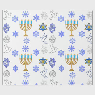 Hanukkah Icons Wrapping Paper | Menorah  Presentpapper