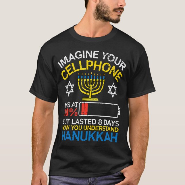 Hanukkah Imagine Your Cellphone Chanukah Jewish Me T Shirt (Framsida)